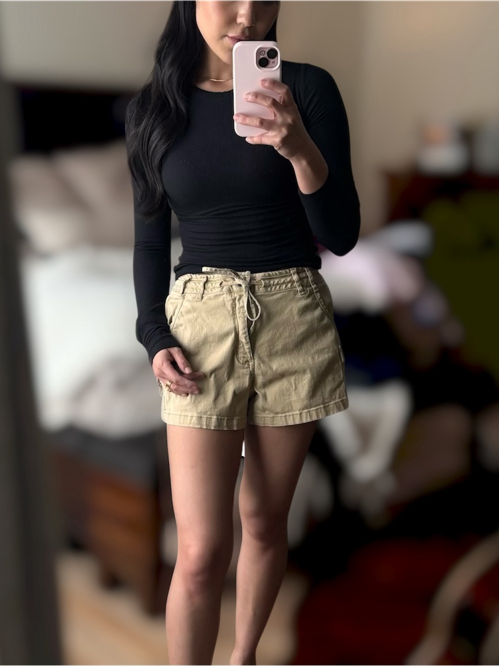 Sincerely Jules Tan Drawstring Cargo Shorts